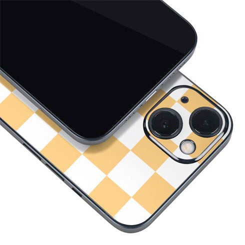 Yellow and White Checkerboard iPhone 14 Plus Skin